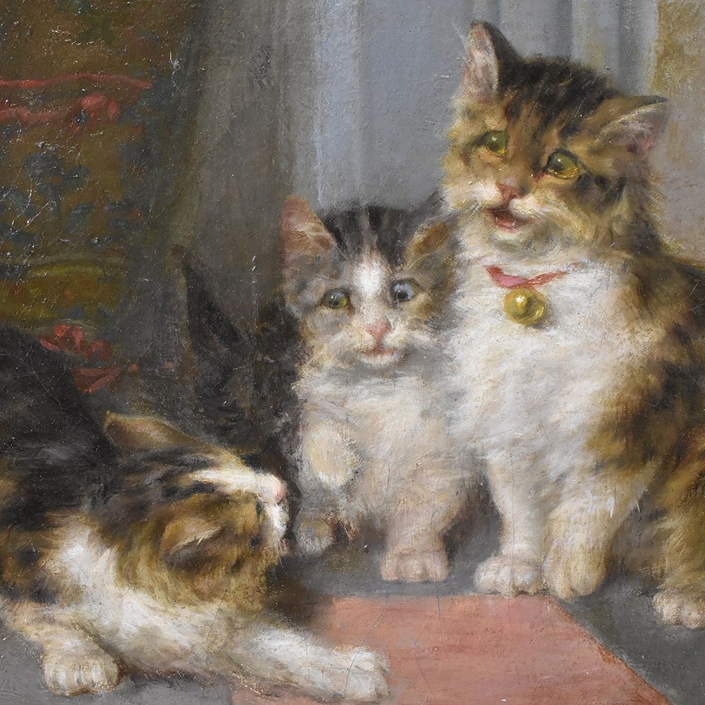 QA624 1 antique oil painting cats old painting XIX century.jpg